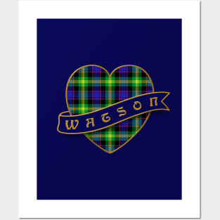The WATSON Family Tartan Retro Heart & Ribbon Insignia Posters and Art